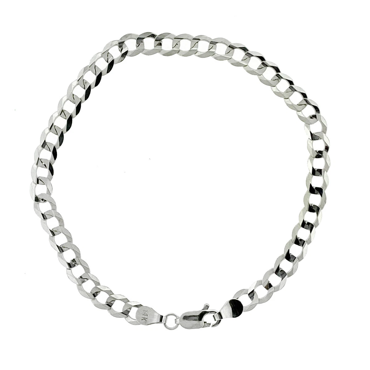 14k White Gold Curb Link Chain Bracelet eBay