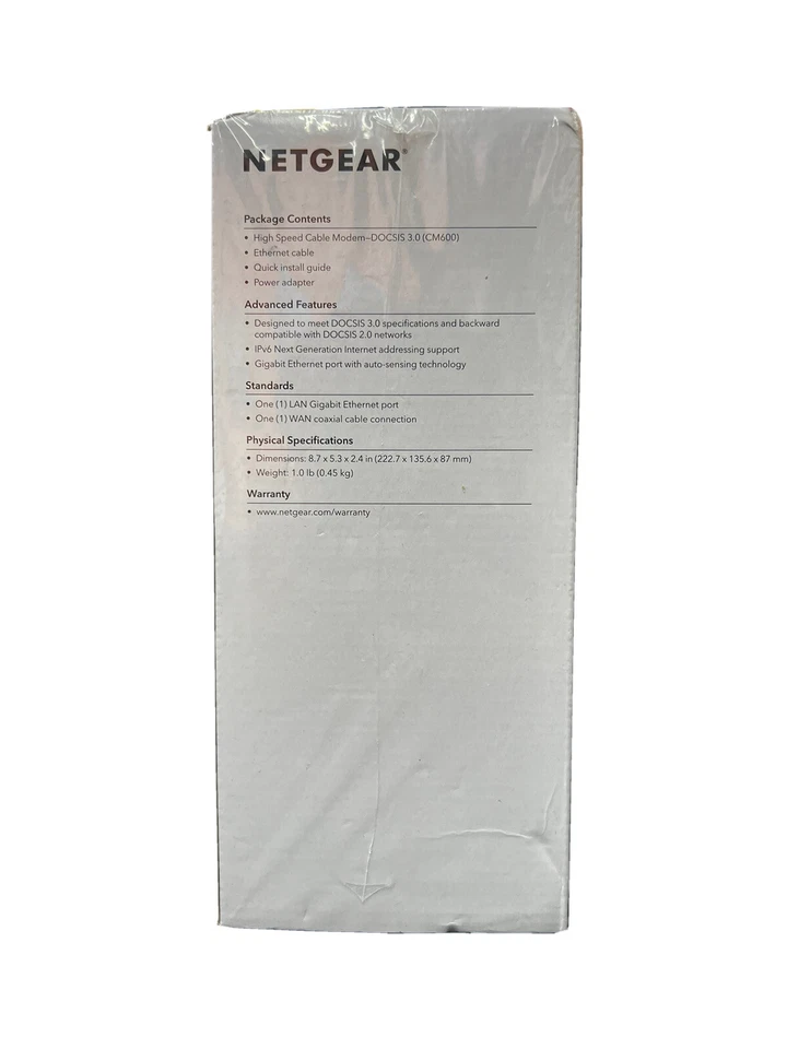 NETGEAR CM600 High Speed Cable Modem - 960 Mbps - DOCSIS 3.0 - UNLOCKED - Image 4 of 4