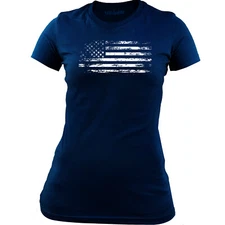 Women's Distressed American Flag T-Shirt