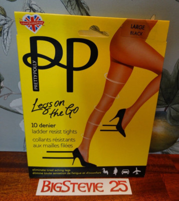Pretty Polly Legs On The Go Compression Tights Ladder Resistant Large FREEPOST