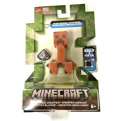 Mattel Minecraft Creeper Action Figure Set with Build-A-Portal, 3 Pieces 