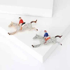 fashion enamel riding horse boy brooch women men accessories pins jewelry