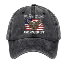 EAGLE AMERICAN FLAG USA WE THE PEOPLE ARE PISSED OFF ADJUSTABLE BASEBALL CAP 