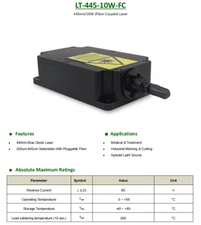 LASER TREE Multi Mode Fiber Coupled Laser 445nm 10W Blue Diode Laser 60μm-800μm