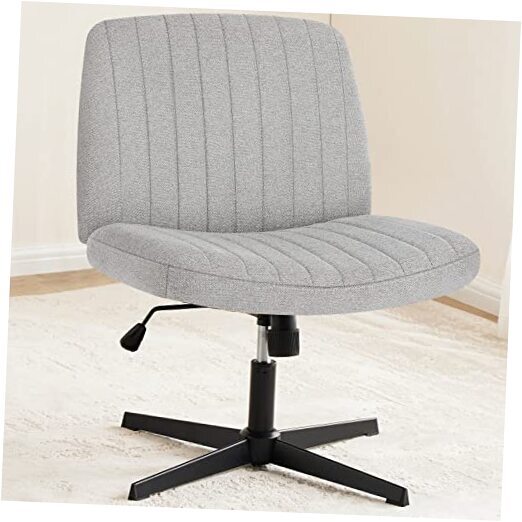 Adjustable Grey Fabric Swivel Office Chair Without Arms