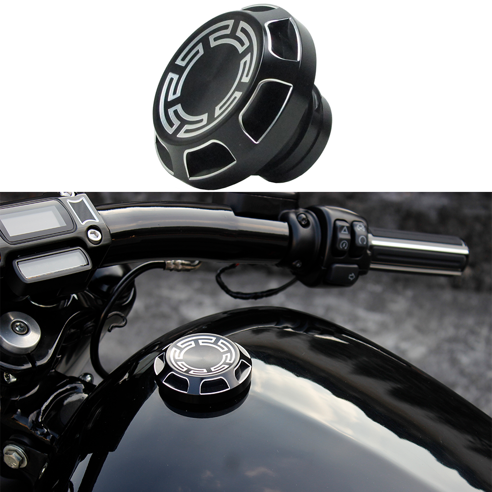 Black Vented Gas Tank Fuel Cap for Harley 92-17 Dyna Fat Street