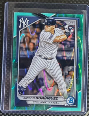JASSON DOMINGUEZ 2024 Topps Chrome Bowman Aqua Refractor Rookie Card #94 163/199