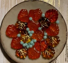 czech glass maple leaf beads and petite faceted accent beads 