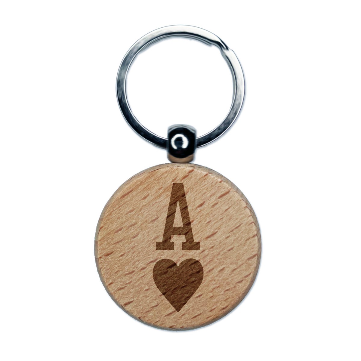 Ace of Hearts Card Suit Engraved Wood Round Keychain Tag Charm | eBay
