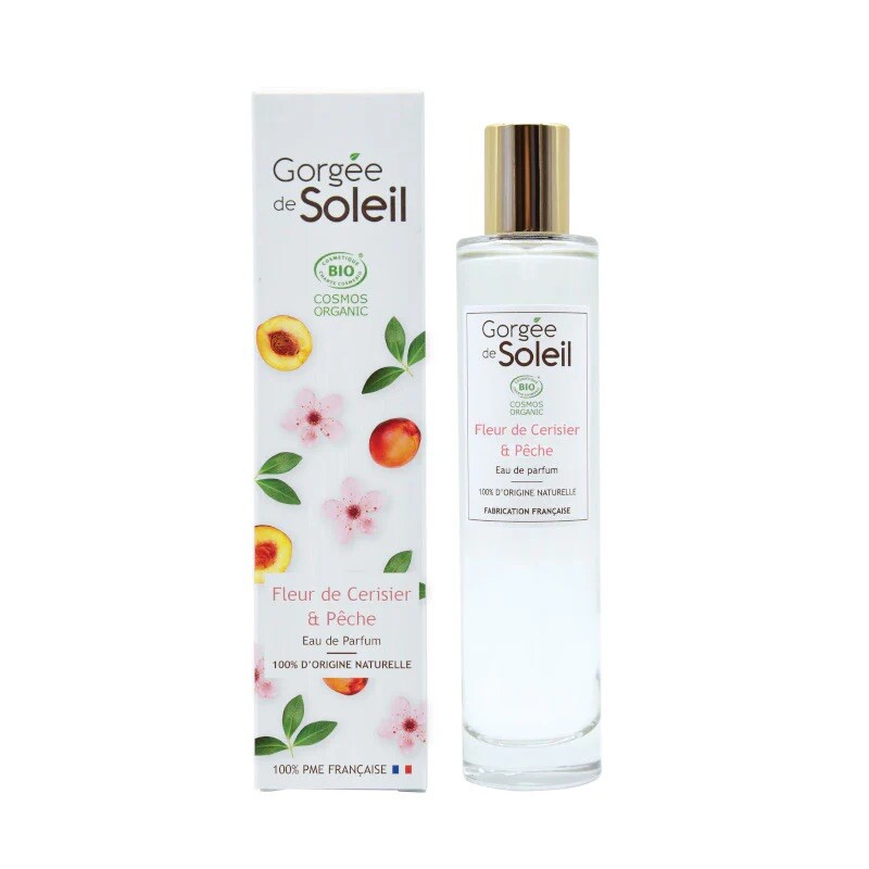 Eau de parfum naturel pour le printemps senteur fleur de cerisier et pêche 50ml