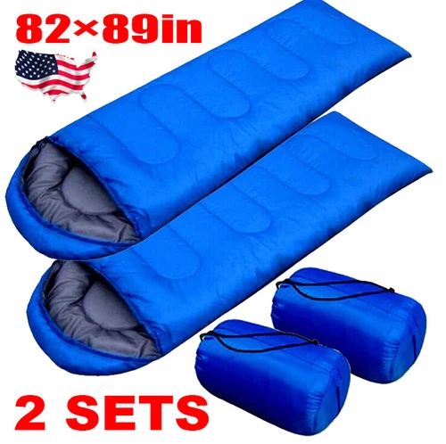 2PCS Thick Adult Cold Weather Sleeping Bag For Big & Tall Waterproof Winter Bags