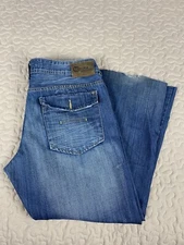 Cloque & Dagger Mens Denim Blue Jeans Sz 36x28 Flap Pockets Unhemmed Hip Hop