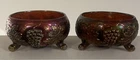 Set of Vintage Fenton Carnival Glass Purple Iridescent Bowl Grape Leaf & Cable
