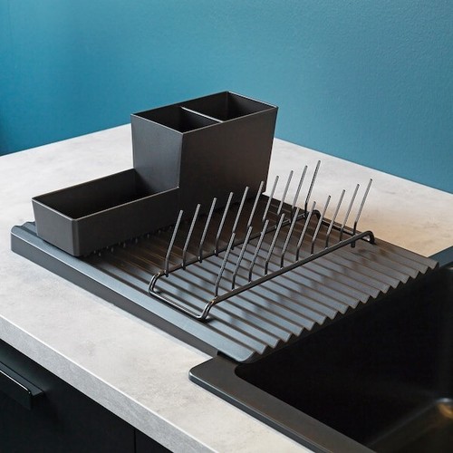 Kitchen dish rack with drainer Cutlery Holder Black Dish Rack Polypropylene - Picture 4 of 4