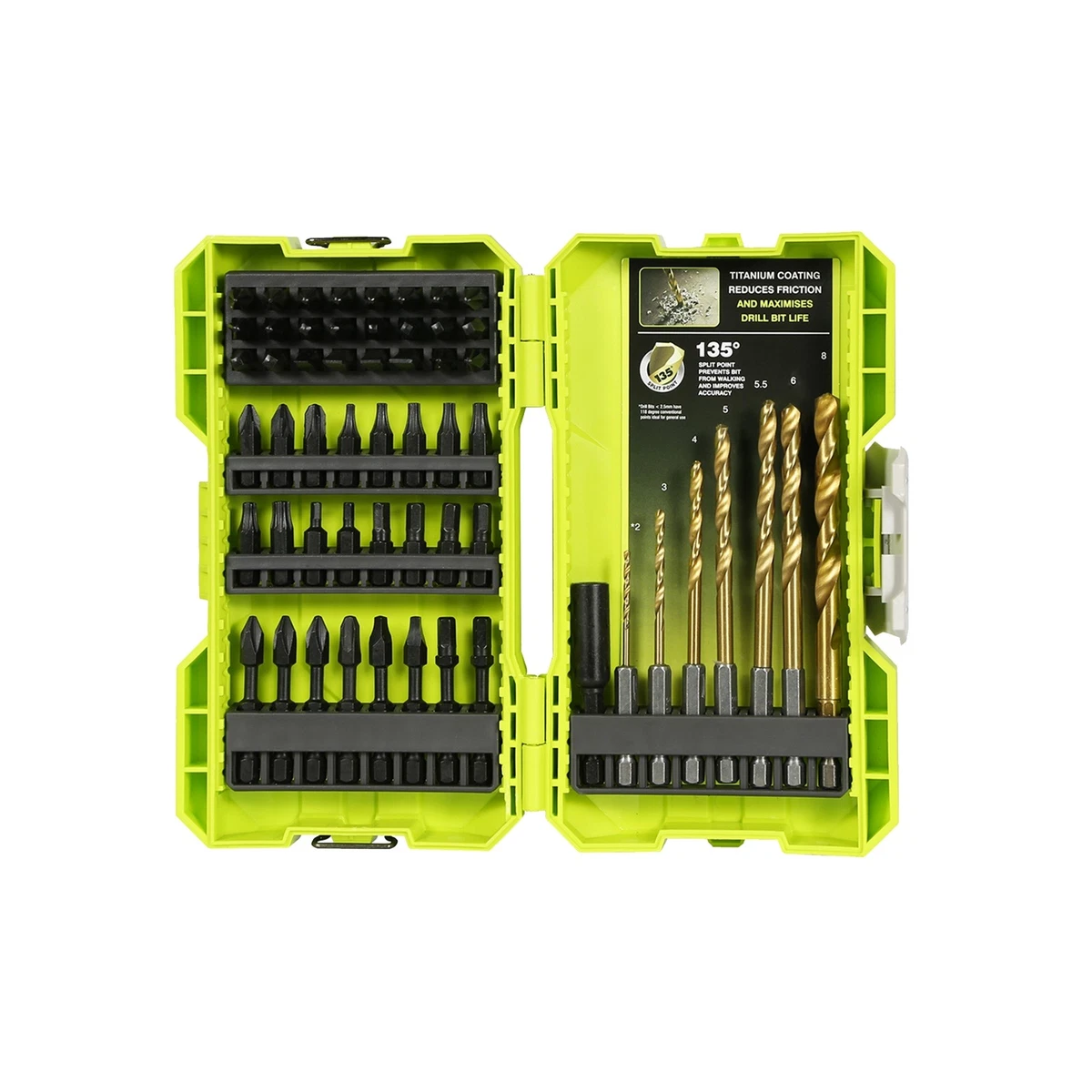 56 PIECE RYOBI IMPACT DRILL DRIVER BIT Kit Set Combo Titanium