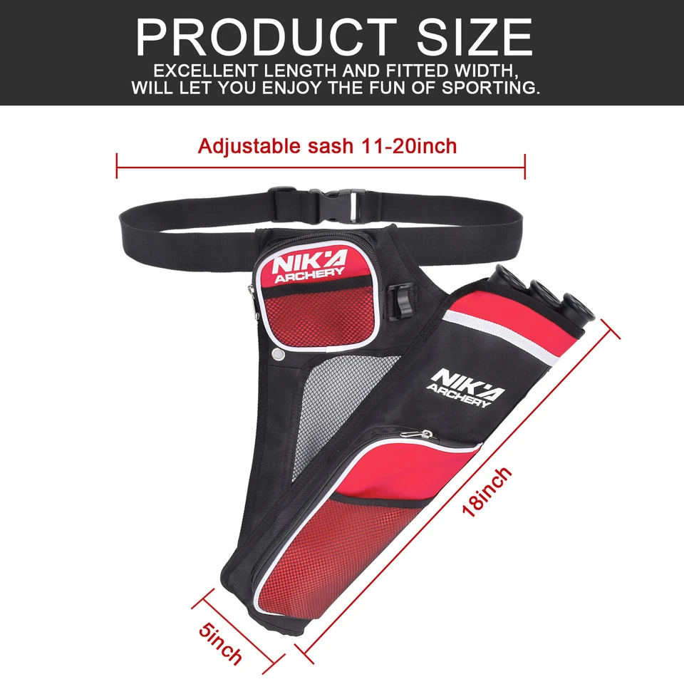 Archery Arrow Quiver Holder 3 Tubes Waist Hip Bag Belt Back Pouch Bow Hunting - Image 3 of 4