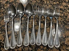 Set Of 9  Gourmet Settings GON23 Stainless Flatware Outlined Forks Spoons
