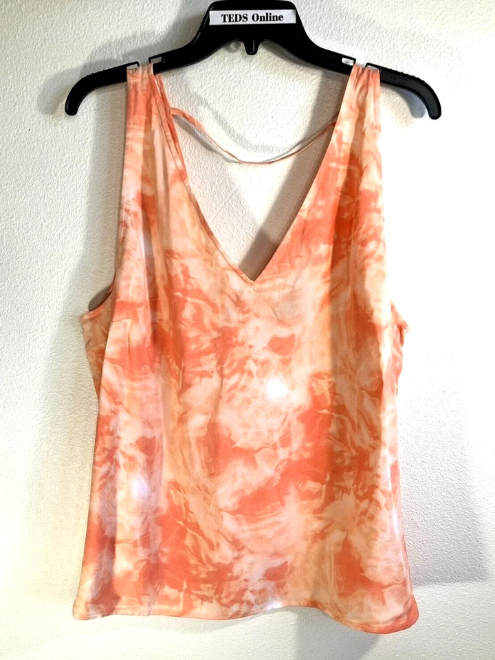 NUEVO CON ETIQUETAS Alfani XXL Estampado Floral Cuello en V Sh Pch SBT Smky Cl Naranja 100150580 $45 Foto 4 de 4