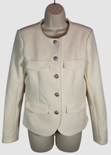 Veronica Beard Women's Ivory Kensington Knit Round Neck Jacket Size S