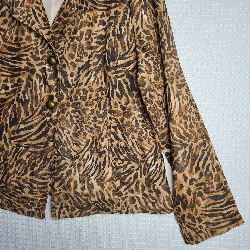 Cappagallo Womens Large Leopard/Tiger/Animal Jacket Blazer Lightweight Soft - Image 4 of 4