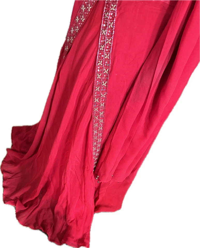 Hermoso Vestido Formal Indio 3 Piezas... Top, Falda y Bufanda Shaw, Rayón, Jahl Foto 4 de 4