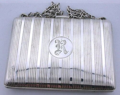 VINTAGE 100 YEAR OLD ANTIQUE LETTER R STERLING SILVER PURE .925 PURSE EBS4730 - Picture 1 of 7
