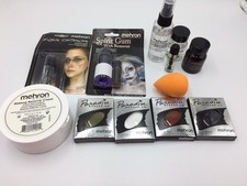 MEHRON Costume Makeup Large Lot,Scarring,Spirit Gum,Paradise,Blood Gel,Tears