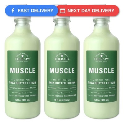 Village Naturals Therapy Muscle Shea Butter Lotion, Eucalyptus Mint Scent,...