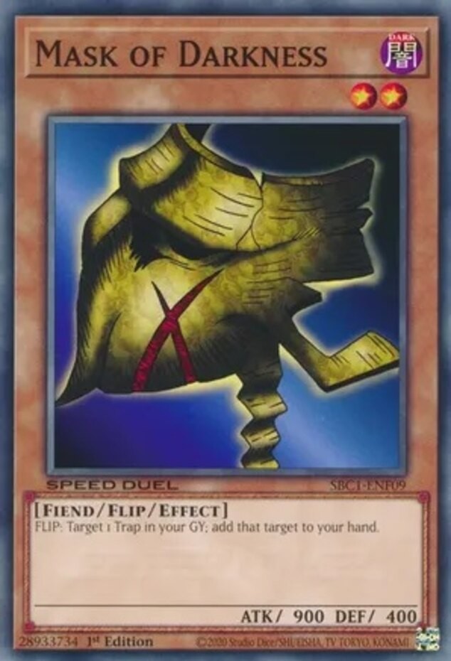 Mask of Darkness SBC1-ENF09 Common 1st Edition Near Mint Yugioh Card