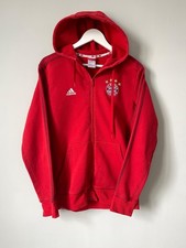 Adidas Bayern Munchen Para hombres Rojo Cremallera Completa Sudadera con Capucha Chaqueta de Pista Fútbol Talla S