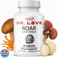 Nature’s NutriWave Dr. Love Roar Lion’s Mane Mushroom Supplement – Plant-Base