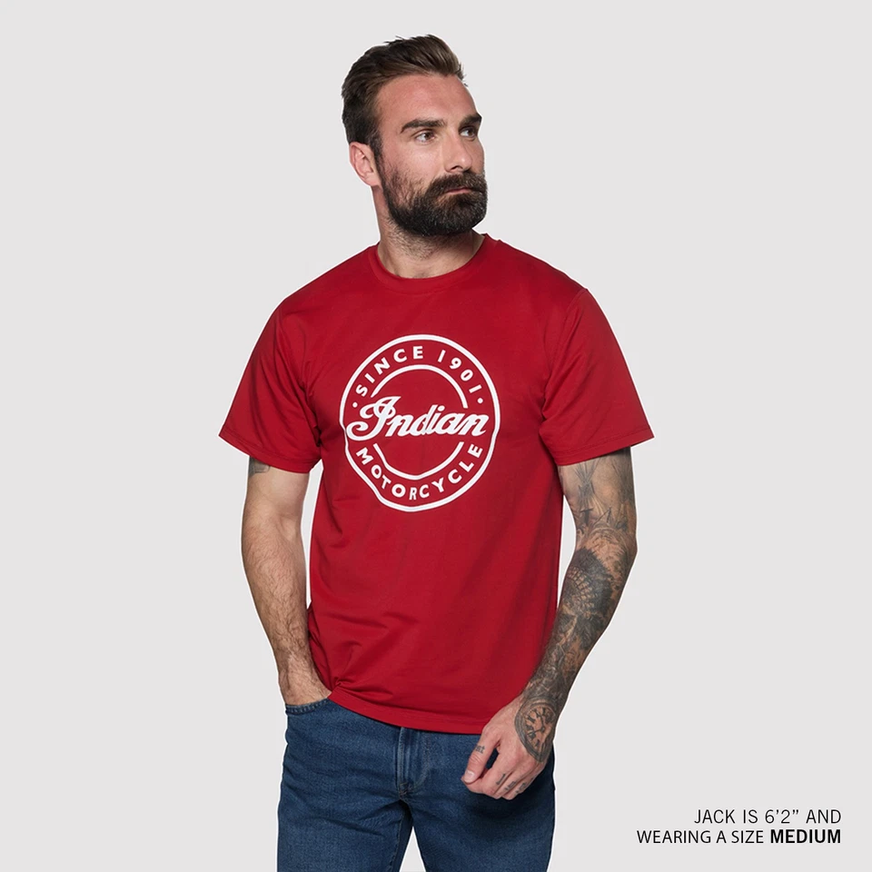Indian Motorcycle Men's Circle Script Indian Motorcycle T-Shirt, Red - Image 3 of 3