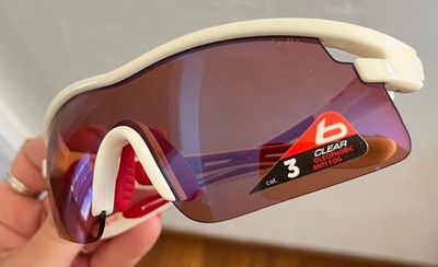 Deadstock Bolle Vortex Cat 3 Sunglasses White Red Oleophobic Lenses Italy NEW