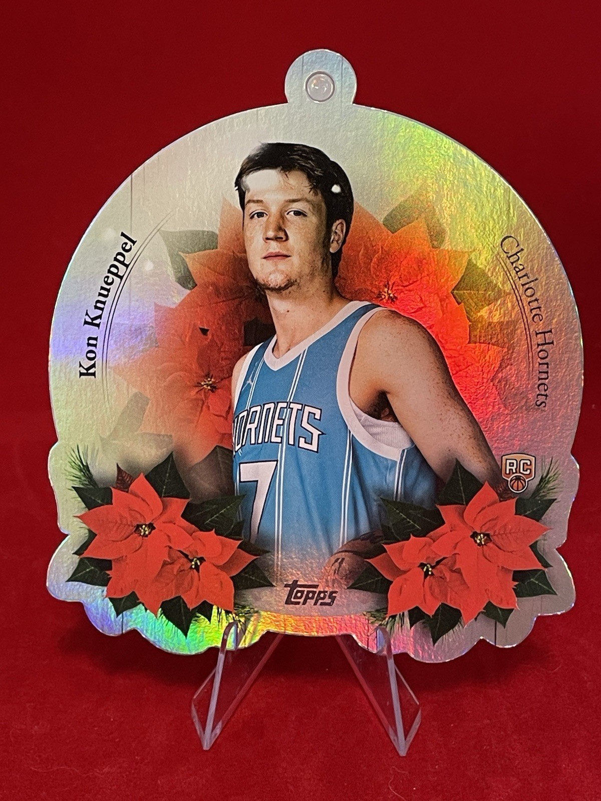 2025 Topps Holiday Kon Knueppel RC Die-Cut Ornament Card #DCO-KK Hornets