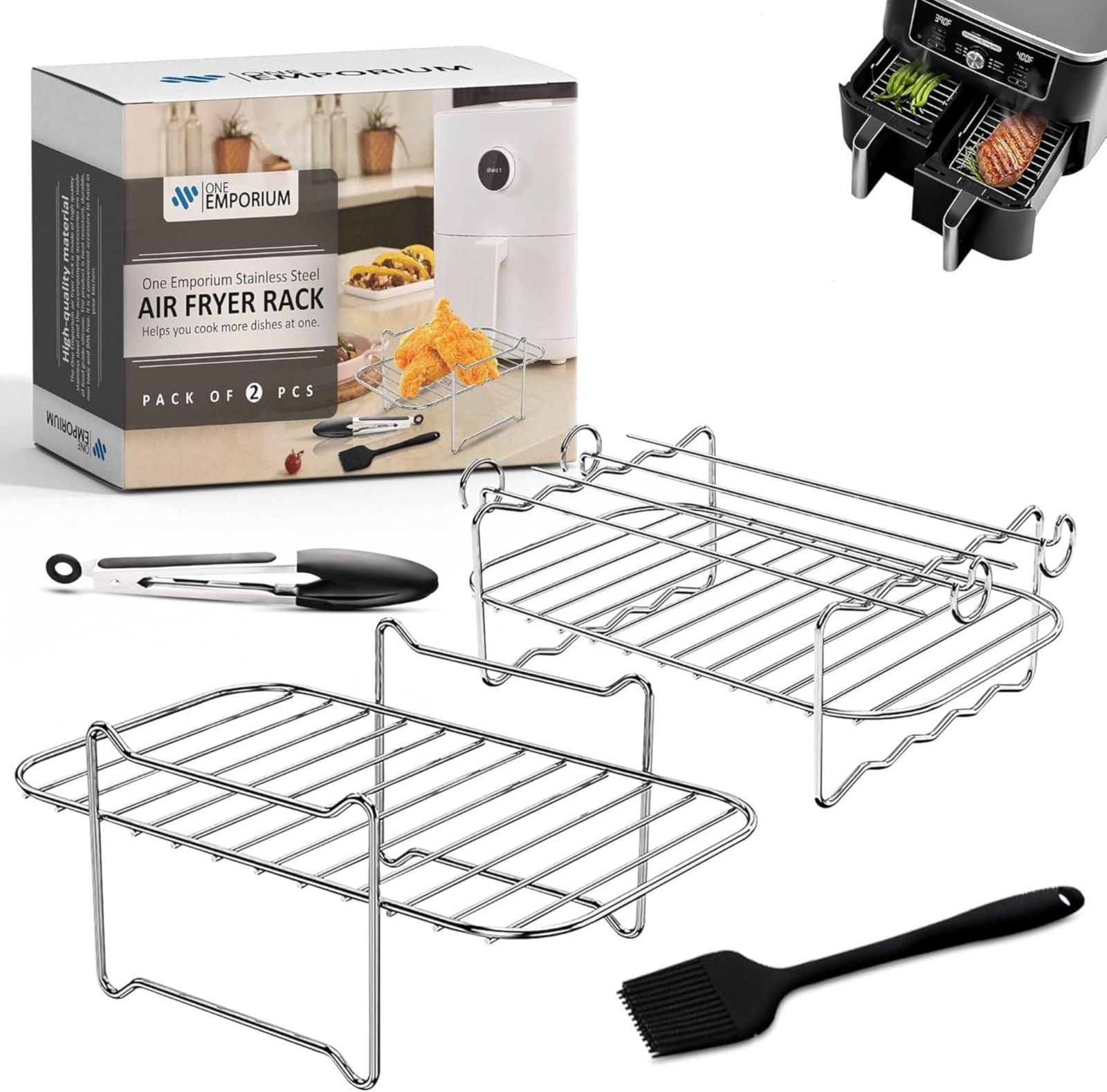 ONE Emporium Set da 2 Griglie per Fryer Ninja – Compatibile con Fryer a (u4Q)