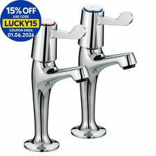 Bristan Value High Neck Pillar Kitchen Sink Mixer Taps Hot and Cold Chrome
