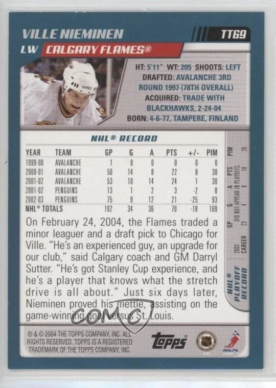 2003-04 Topps Traded Ville Nieminen #TT69 - Image 2 of 2