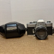 Minolta SRT 101 35mm Film SLR Vintage Camera Silver W/ Lens Untested Parts Only