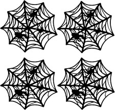 Halloween Spider Web Placemats, 13 Inch Non Slip Heat Insulated Black Web Dinner
