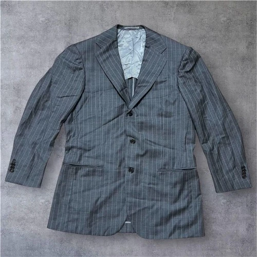 RING JACKET MEISTER Charcoal Gray Pinstripe Suit Set XL 52 Excellent condition image 9