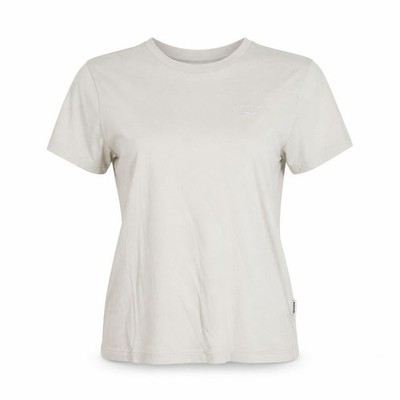 Reebok Damen Basic T-Shirt Größe S Elfenbein Einfarbig Rundhals Kurzarm Freizeit