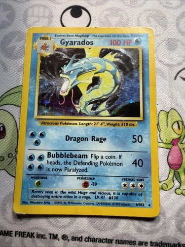 Pokémon TCG 6/102 Base Set Gyarados Holo Rare MP Pre-owned 1999 Wizards