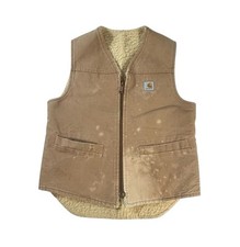 Vintage Carhartt Vest Mens Large Brown Duck Sherpa Lined USA Made 6SV