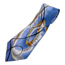 Jerry Garcia Nature Morte Abstract Art Tie Blue Gold Silver 3.5