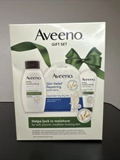 Aveeno 3 Piece Gift Set Body Wash, Hand Mask & Gloves, Body Lotion, New Sealed￼