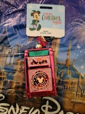 Disney Parks 2024 Mickey  Minnie Holiday Mailbox Glass Sketchbook Ornament NWT