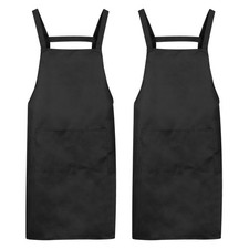 2pcs H Style Apron Kitchen Cooking Aprons Artist Painting Apron Black