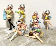 Conjunto de 6 figuras de colección Super Sonico ligeras de desgaste auténticas coleccionables de anime