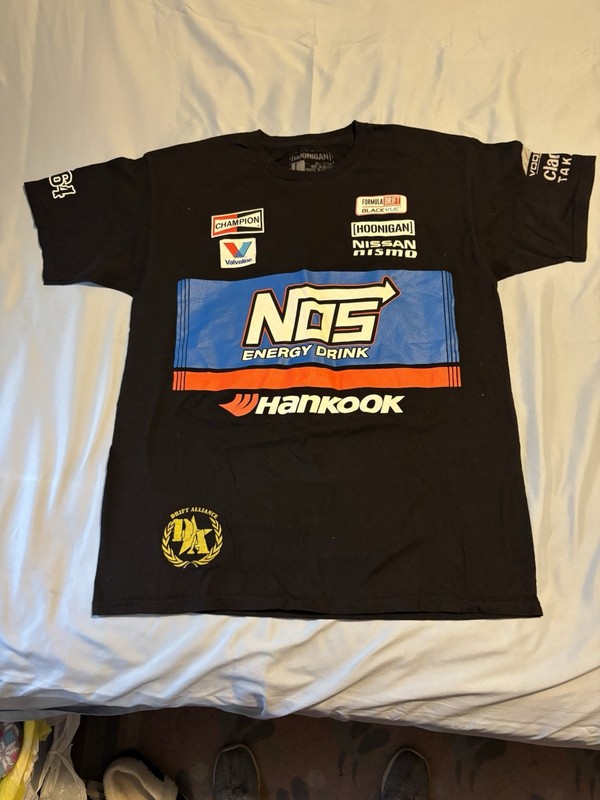 Hoonigan  Mens Large Black T Shirt Racing Champion Valvoline Hankook Forsberg 64