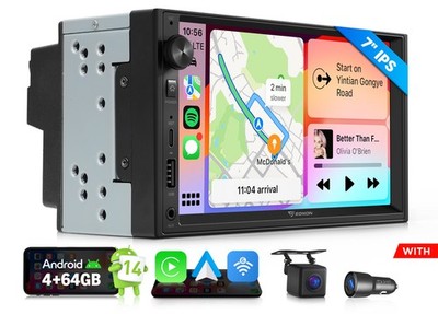 7'' IPS Display Doppel DIN Android 14 Autoradio Bluetooth CarPlay Navi FM GPS RDS